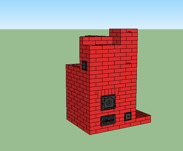 Печь банная. Вид спереди.