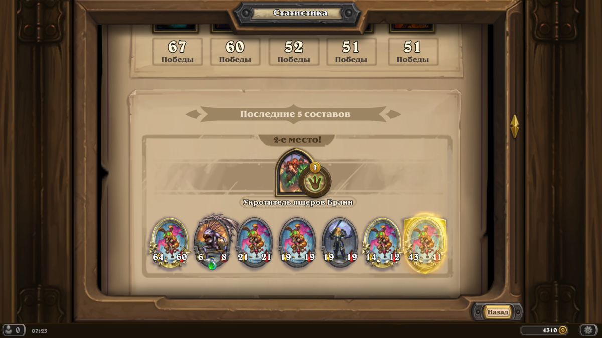 Расстановка не имела значения, поскольку у противника уже были ядовитые мурлоки, иначе стоило поставить 14/12 вперед.