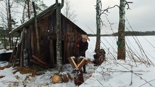 Ночь в избе деда. Оставил послание рыбакам. Ночевка в тайге. Изба деда на острове. Один в тайге.