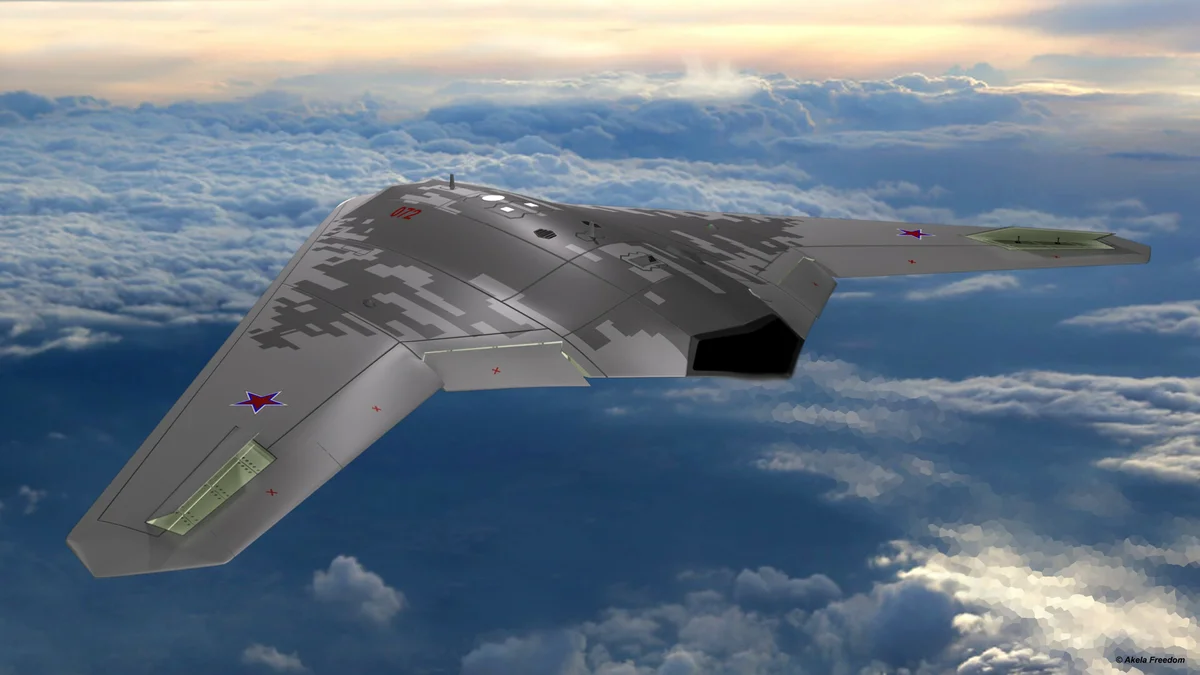 Российский ударно-разведывательный БПЛА С-70 "Охотник". Фото из интернета.