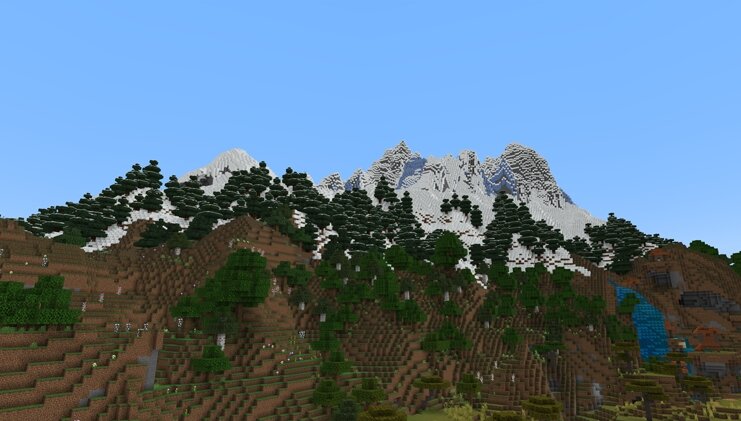 В Minecraft Bedrock добавлены горы — высокие вершины, заснеженные вершины, снежные склоны, горная роща и горные луга!-2