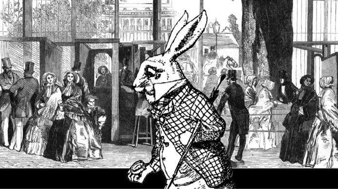 Кадр из мультфильма «Московский пассажир Льюис Кэрролл»