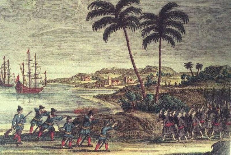Высадка голландцев в Индонезии