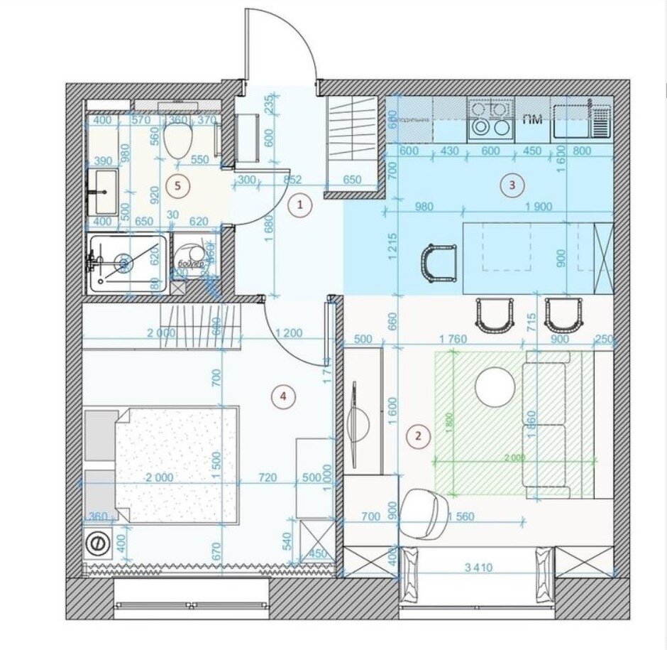 Из-за пандемии работа над проектом велась удалённо. Отделка пола в квартире — от застройщика, менять её не стали. Исходную планировку тоже сохранили.