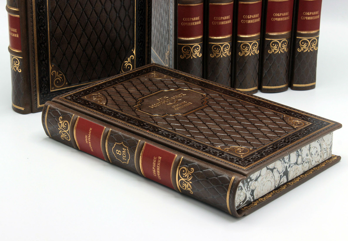 Книги из собрания сочинений Эрих Мария Ремарк, уникальное тиснение по коже