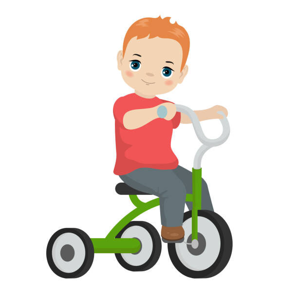 Ребенок на трехколесном велосипеде рисунок