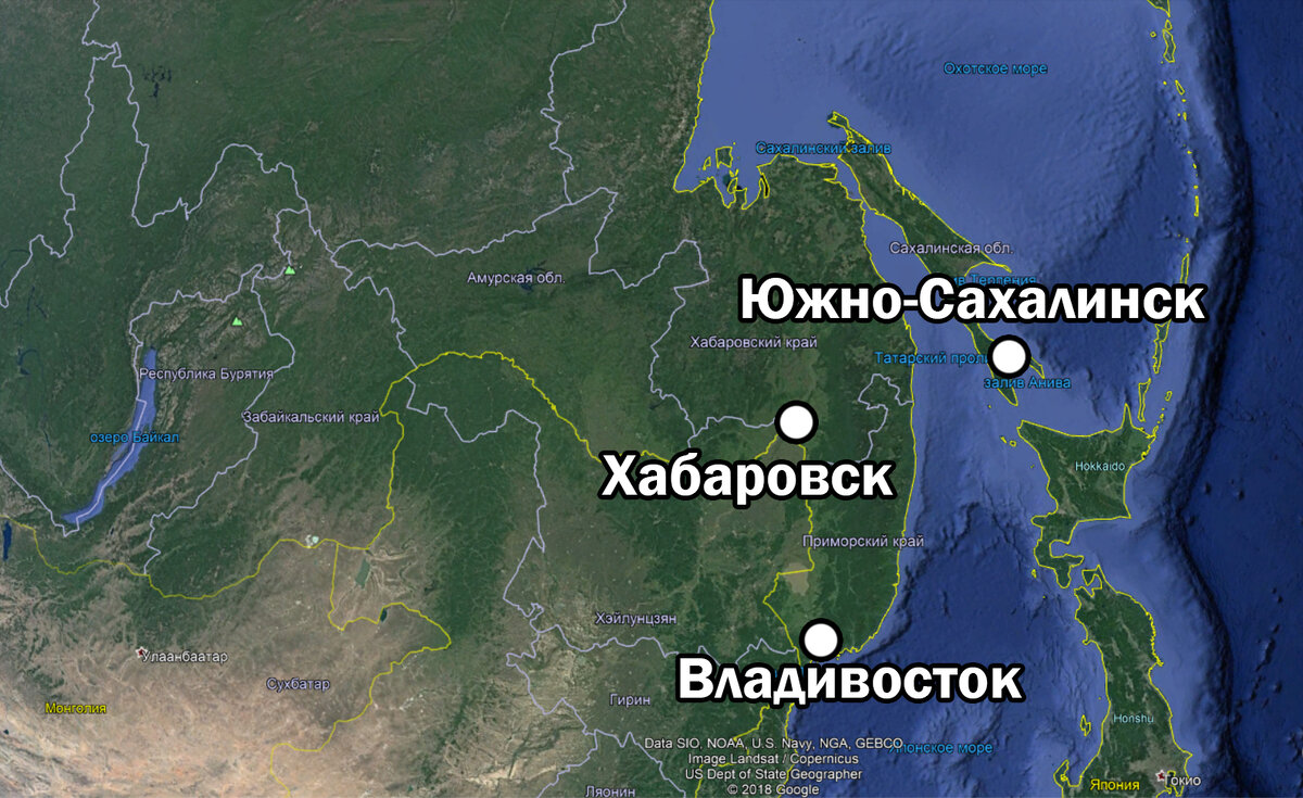 Город южно сахалинск на карте россии