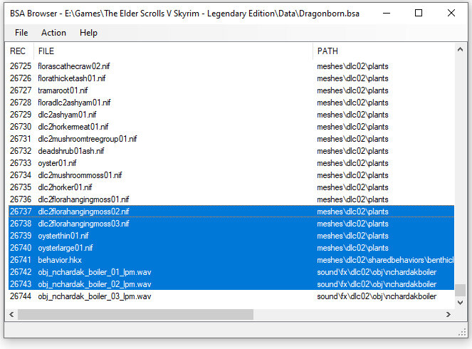 В данном случае у меня открыт "Dragonborn.bsa"