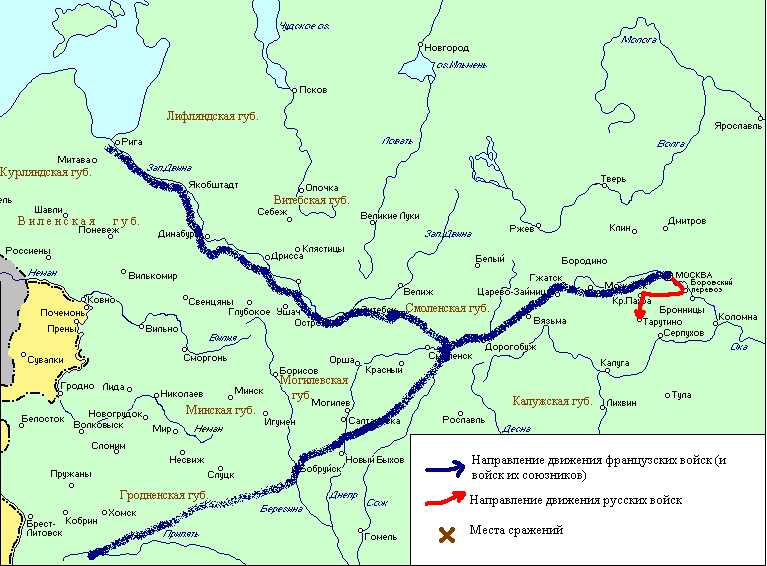 Карта отступления наполеона из москвы
