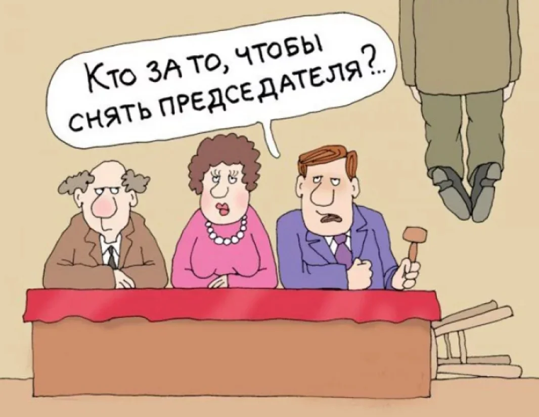 Кому и за что. ТСЖ карикатура. Собрание карикатура. Председатель прикол. Шутки про председателя.