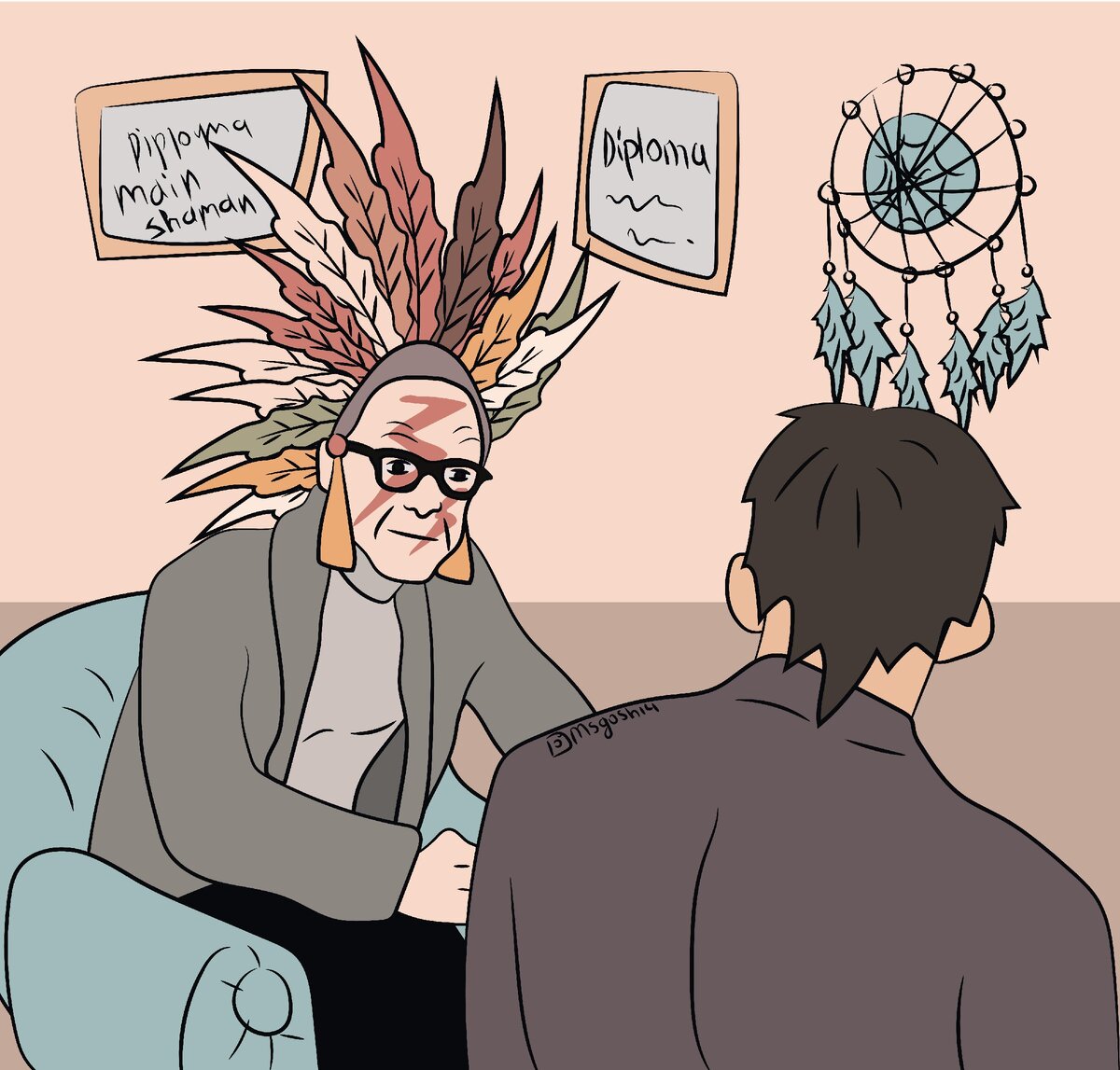 Психолог - не шаман, не гадалка и не астролог. Он пользуется обоснованными и проверенными методами, которым он учится долгое время.  Мало родиться открытым и отзывчивым. нужно многое знать и уметь, чтобы помогать. Рисуночек свой