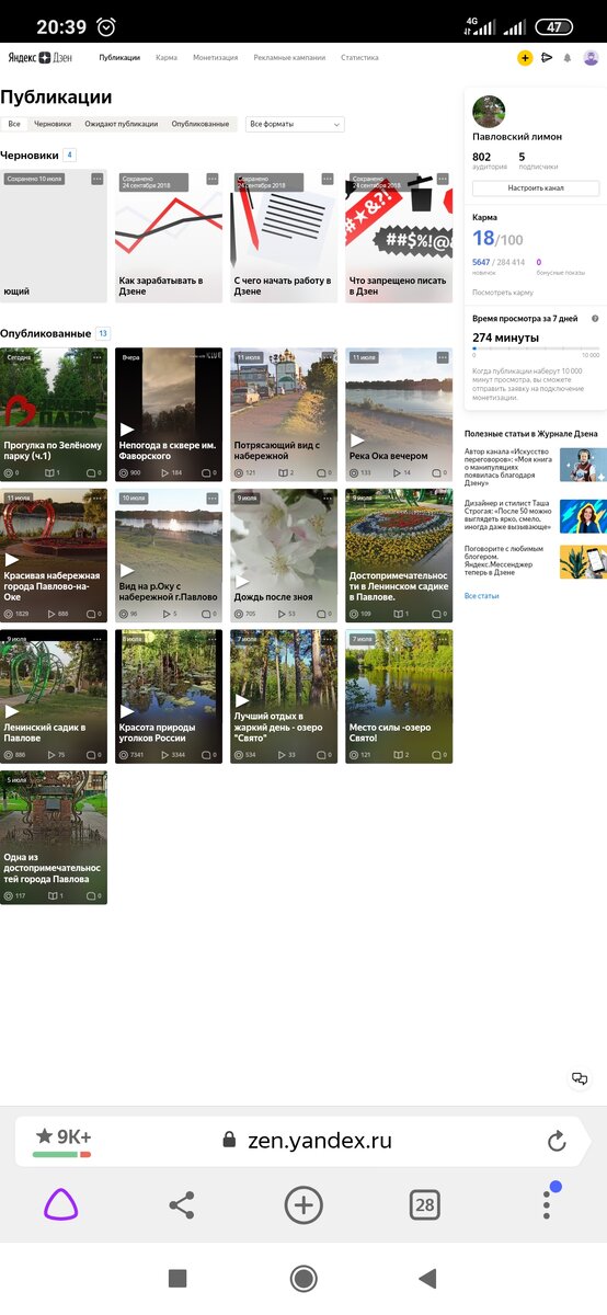 Мои публикации на Яндекс. Дзене