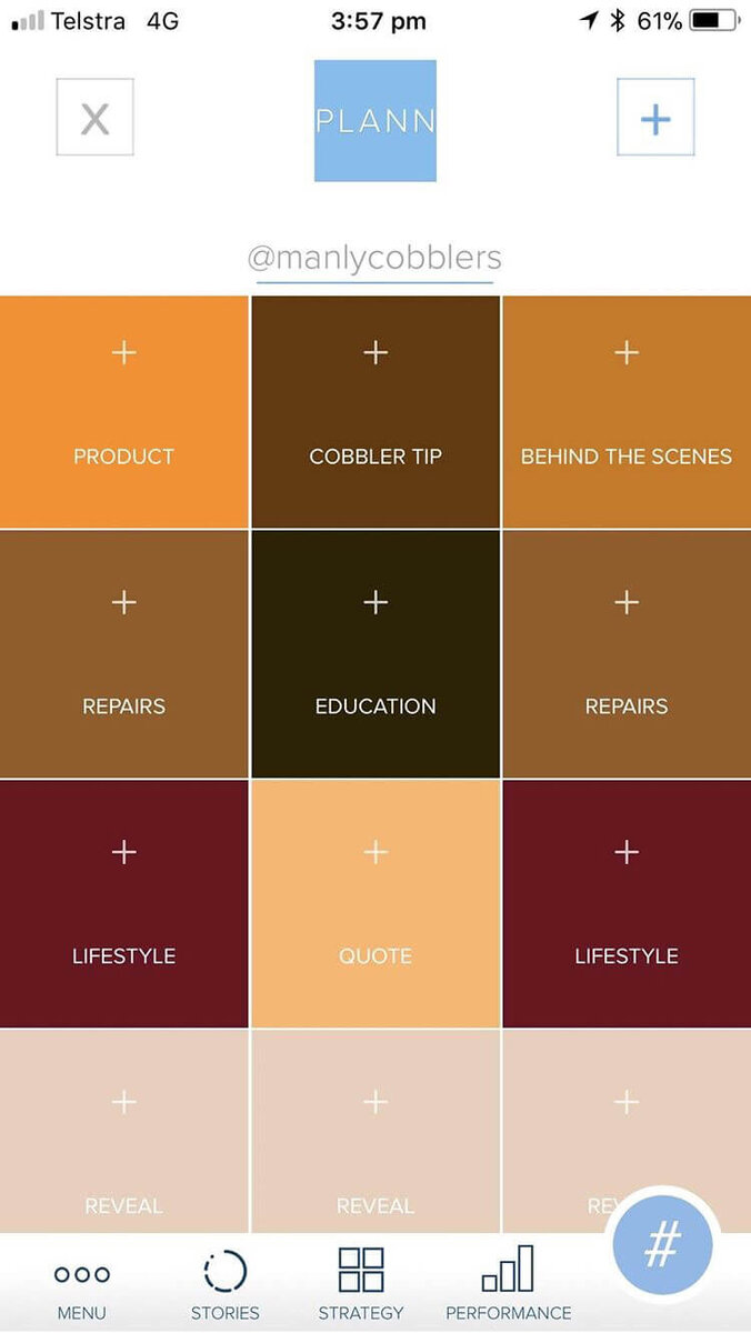 Интерфейс приложения Plann для контент-плана в Instagram