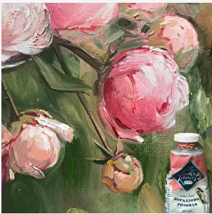 Пионы маслом. Этюд с Марией Павловой. Автор фото https://blog.lectoroom.ru/gifts 