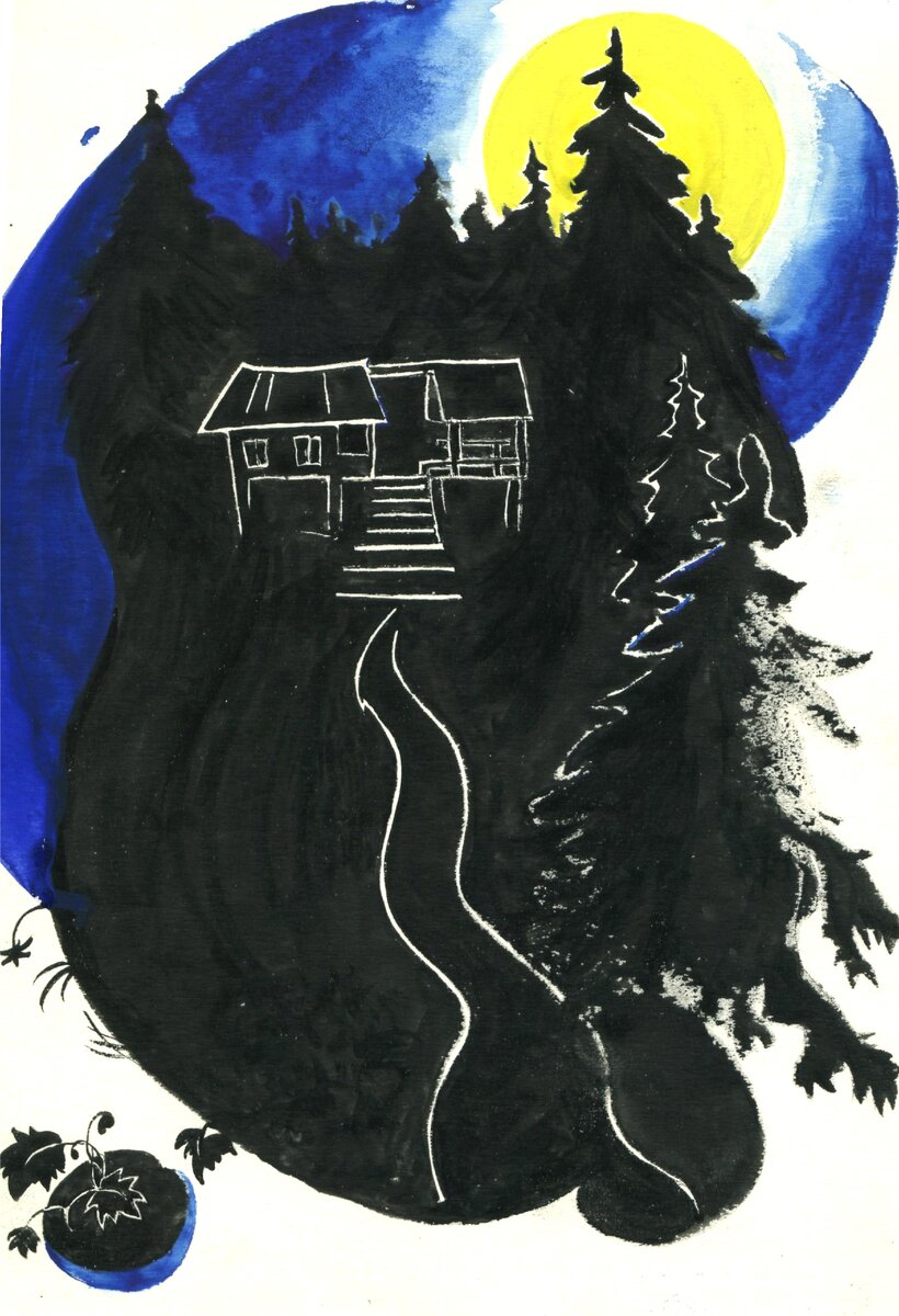 Луна над Тарбаганом.детский рисунок автора