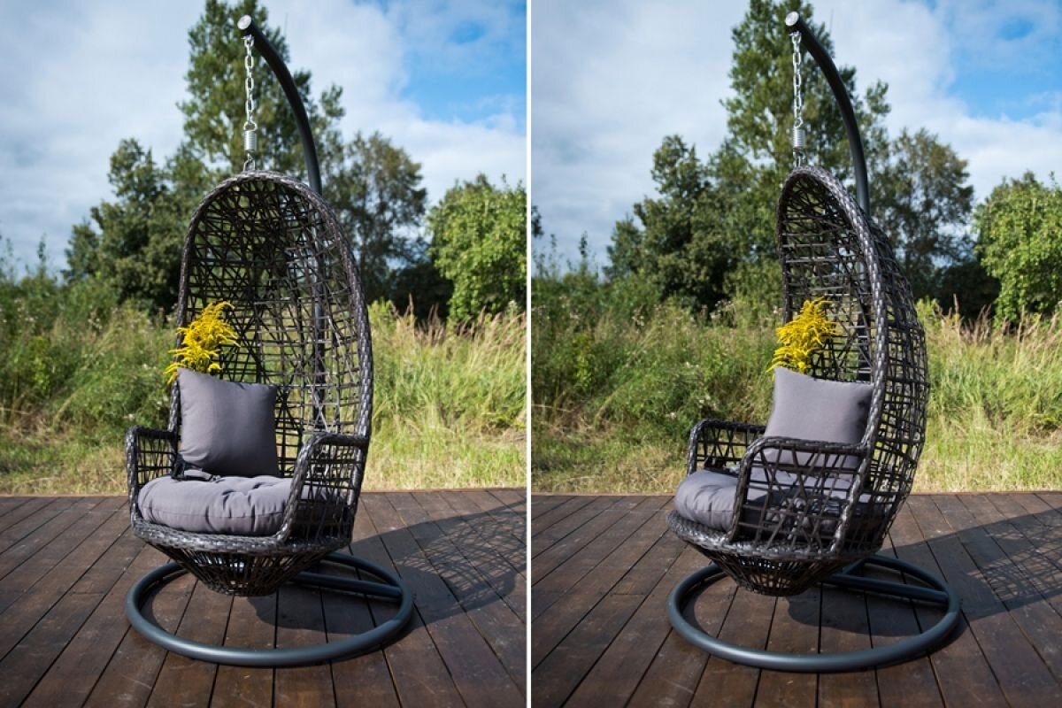Подвесное кресло с металлическим каркасом. Источник фото: https://clck.ru/USMND