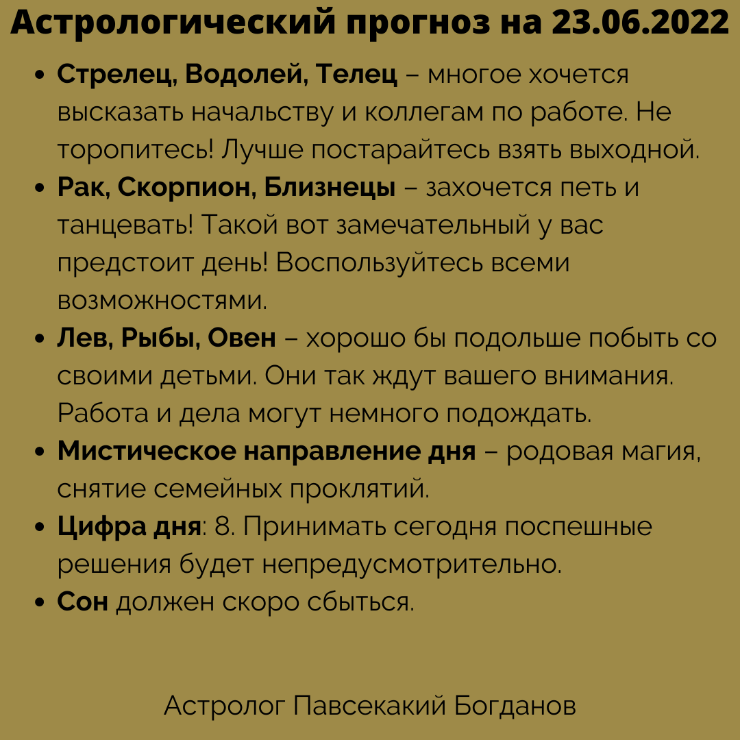 Гороскоп. Астрологический прогноз на четверг 23.06.2022 | БЛОГ АСТРОЛОГА |  Дзен