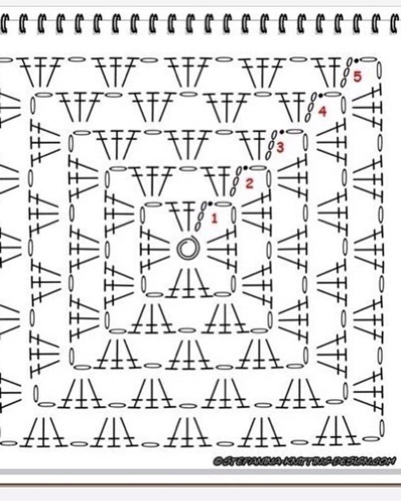 Вязание крючком Бабушкин квадрат схема для начинающих