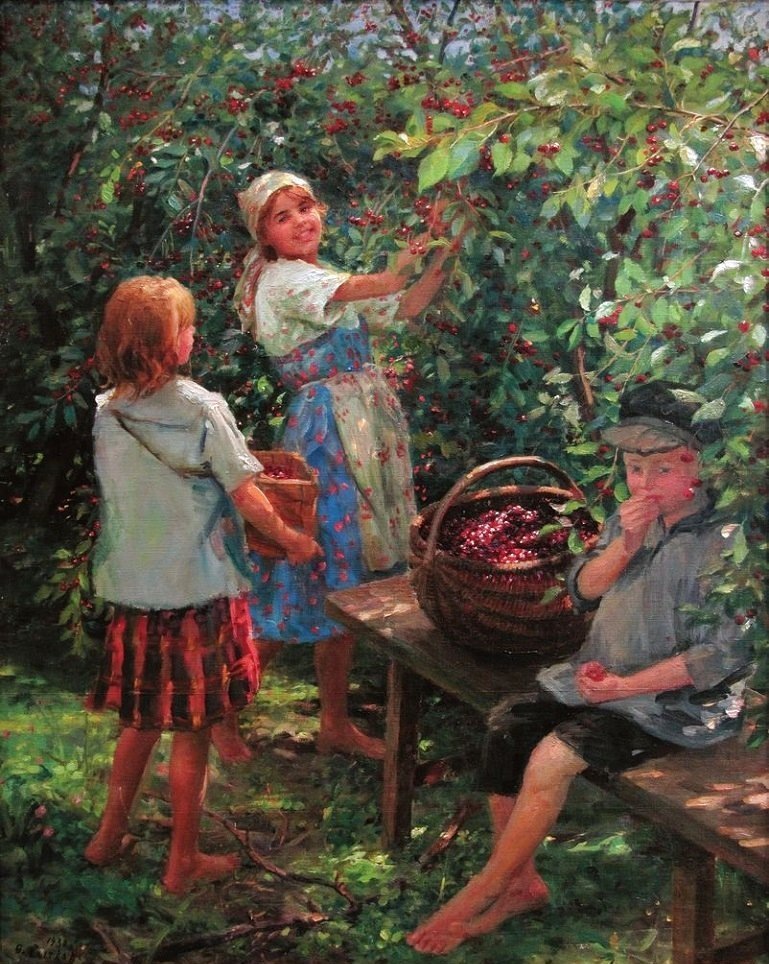 Федот Сычков. Сбор вишни.1930г.