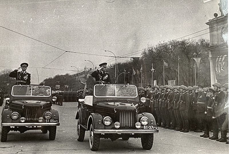 ГАЗ-69 на параде в 14 Гв.А, 1965 год.
