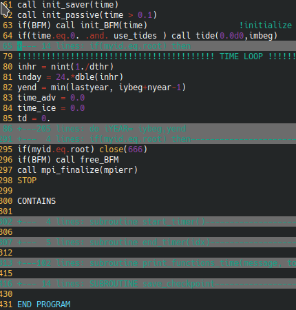 Ну вот, сотственно, фолдинг по синтаксису (открыть zo, закрыть zc) и раскраска оного.