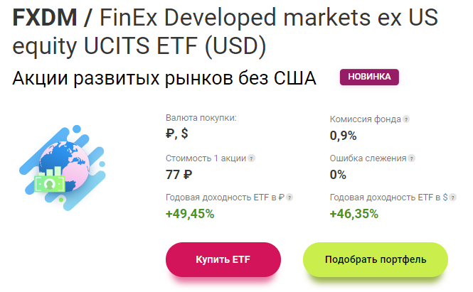 FXDM ETF: ключевая информация с сайта Финэкс