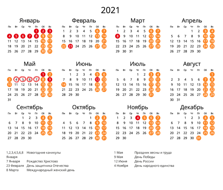 новый календарь праздников и выходных 2021 выглядит теперь так