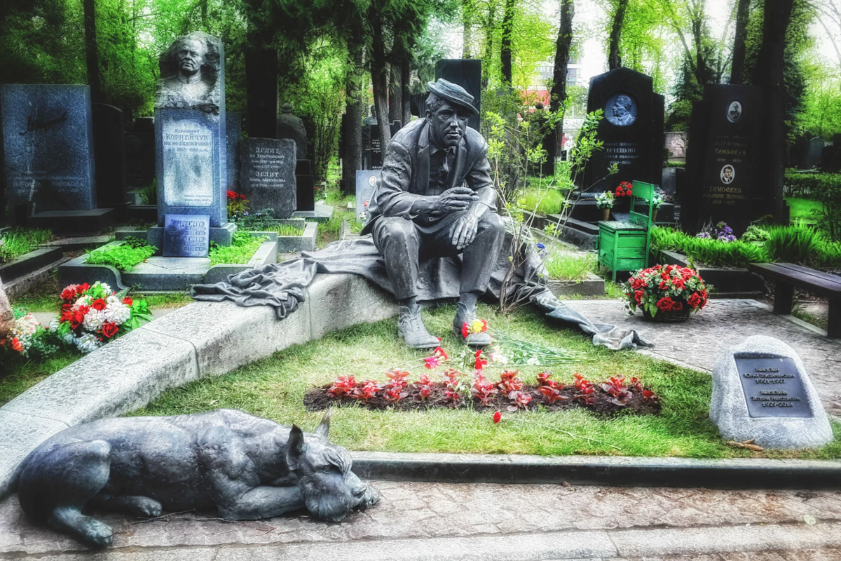 Могила Юрия Никулина на Новодевичьем кладбище в Москве