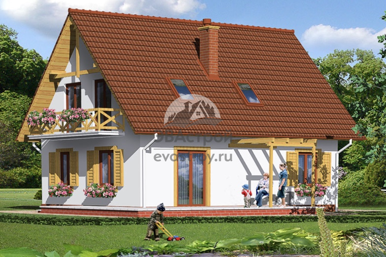 Проект дома 204 м2 с мансардой, подвалом, балконом и террасой - 103-36