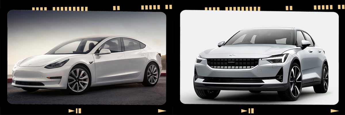 Tesla Model 3 and Polestar 2