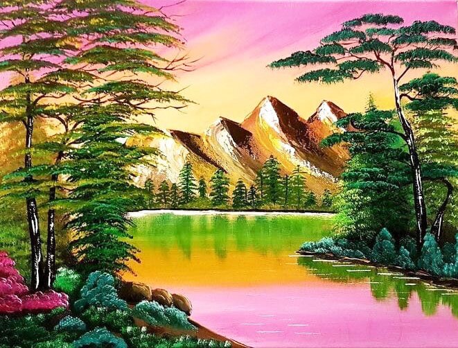 Лесной пейзаж. Гуашь