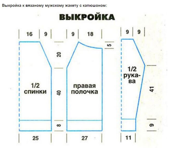 Мужской кардиган с капюшоном вязаный спицами схемы