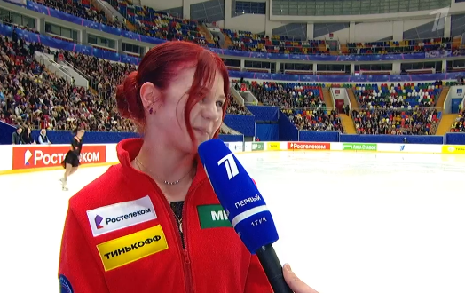 Александра Трусова после короткой программы во время контрольных прокатов. Источник фото: официальный сайт Первого канала