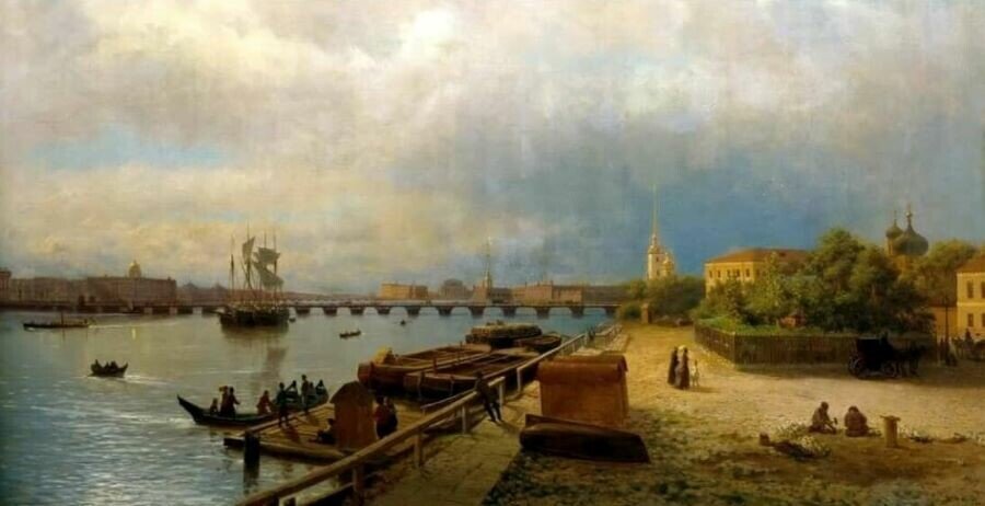 
Вид на Неву и Петропаловскую крепость. 1859 г. Источник: garmatin.ru