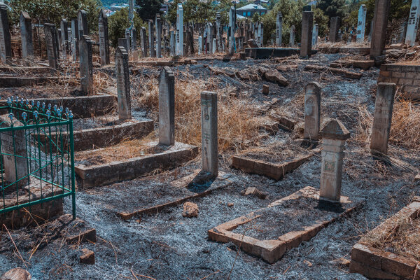Выгоревшее кладбище в Дагестане