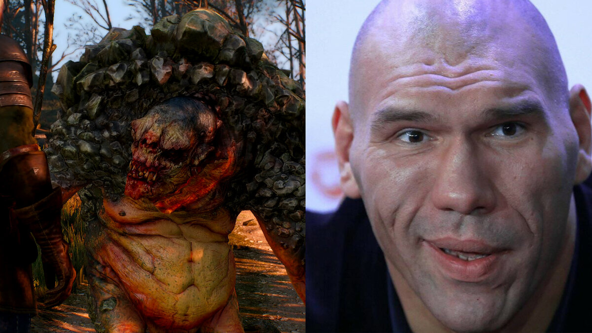 Николай Валуев и тролль из третьей части игры про Ведьмака 