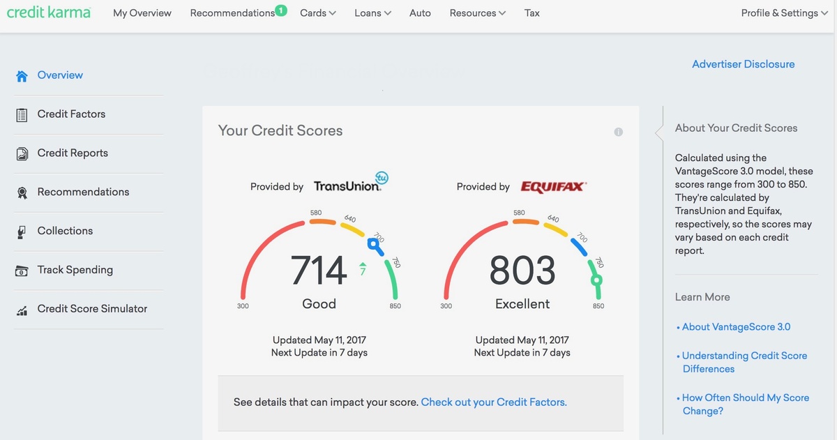 Интерфейс Credit Karma