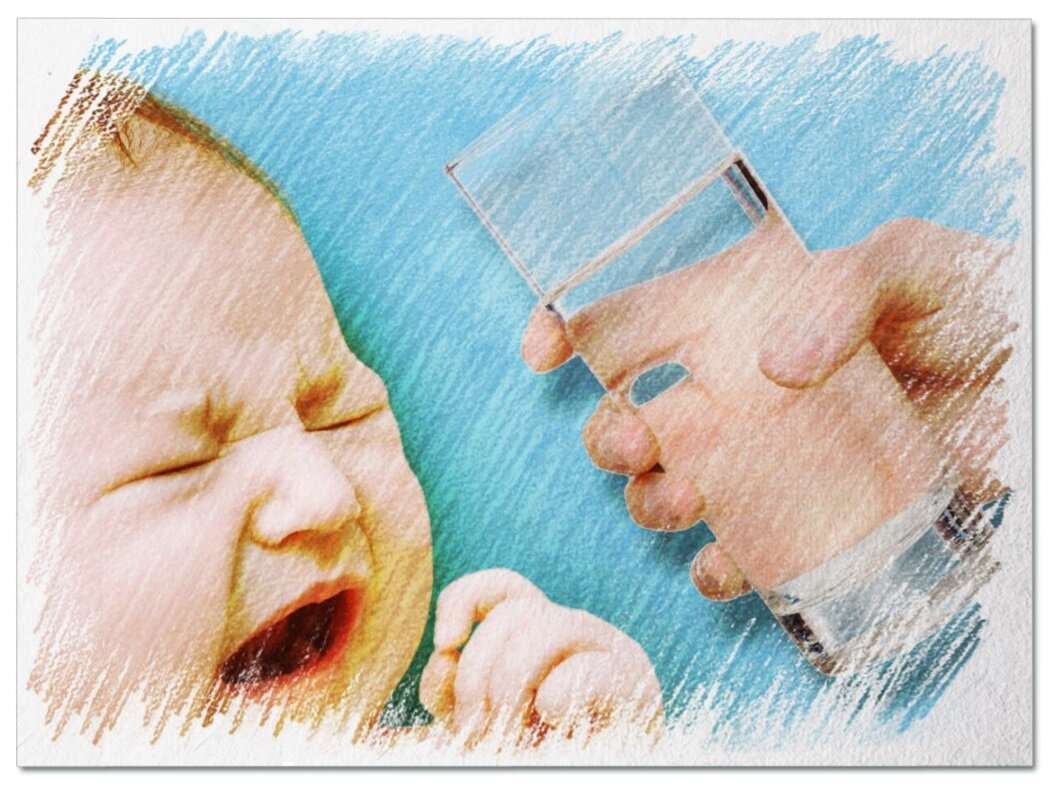 Пьет ли новорожденный воду. Водичка у младенца в голове. Поить водой грудничка. Мать дает воду младенцу. Пить воду из лужи детская картинка рисунок.