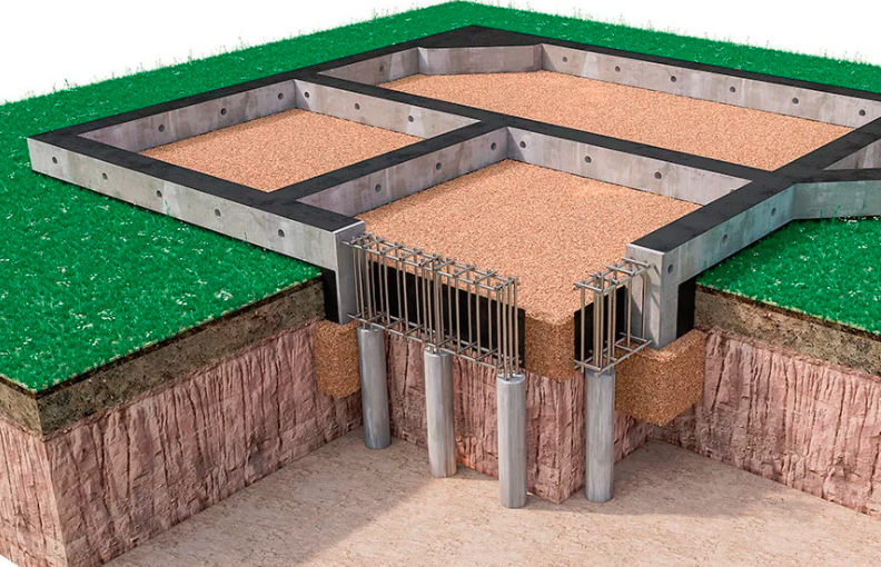 Схема типового ростверк - свайного фундамента.