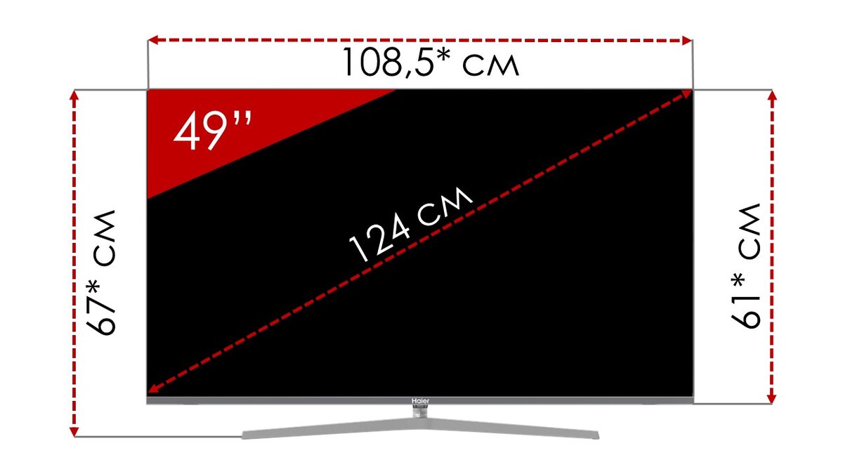 Схематическое изображение телевизора 49"