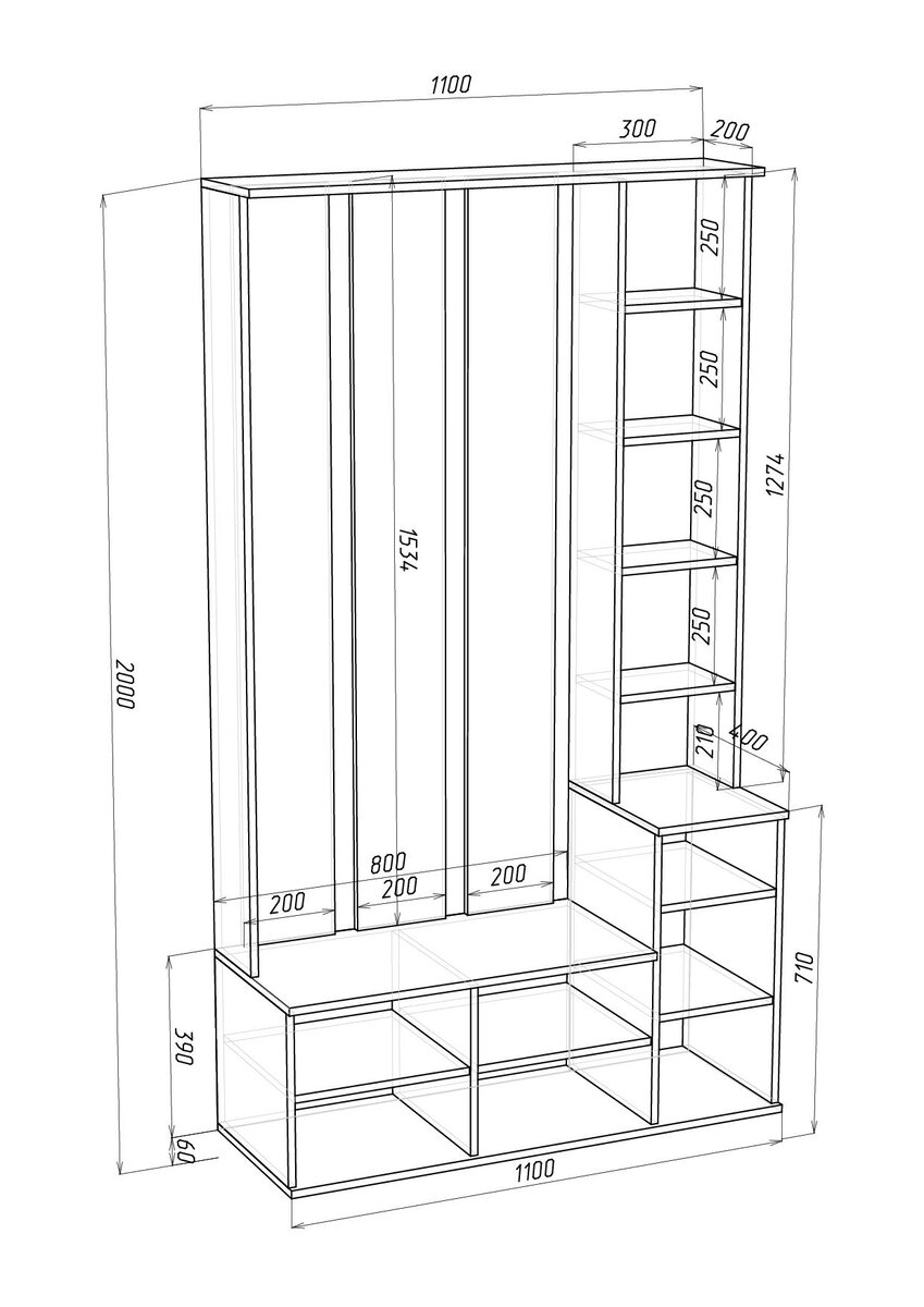 Планировка шкафа в прихожую