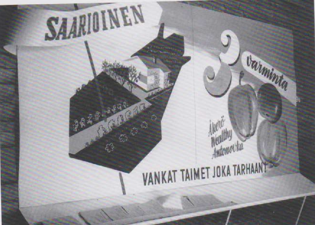 Реклама магазинов саженцев Saarioinen. 1950-е гг. Фото: Kaisu Avotie, Leena Avotie. Saarioinen. Kartanosta elintarvikekonserniksi. Helsinki, 2011. s.22. 