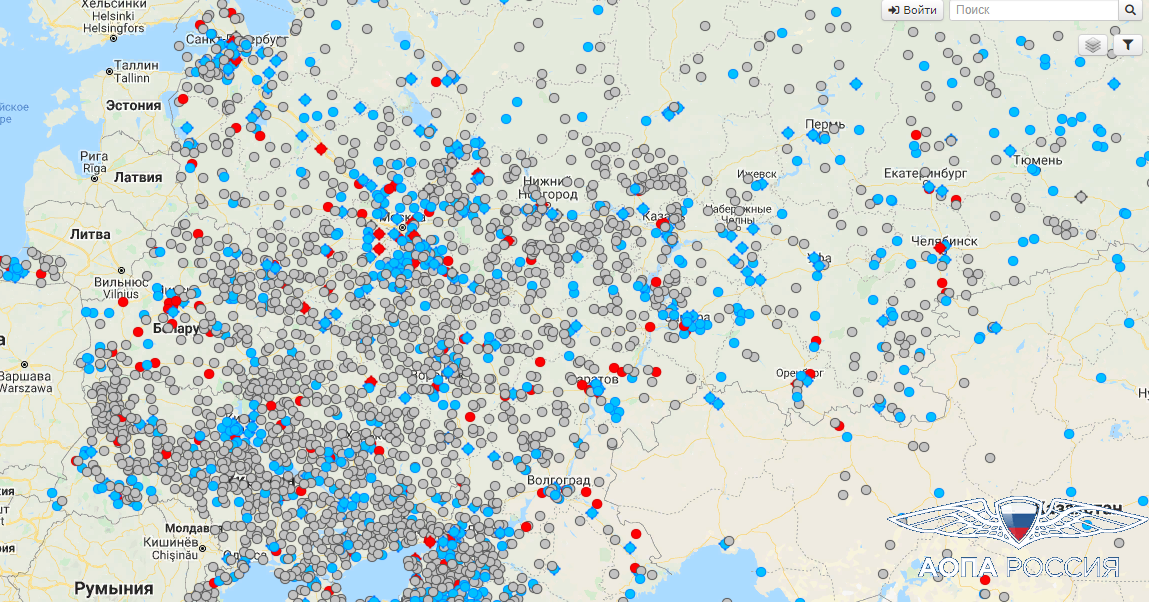 Аопа россии карта аэродромов