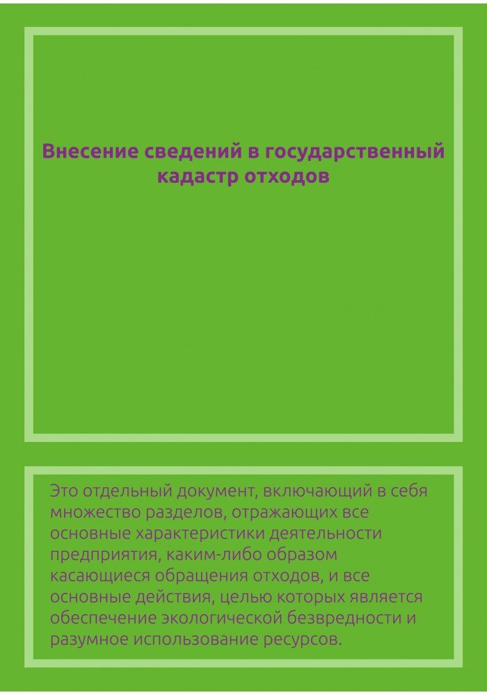 Внесение сведений в государственный кадастр отходов.