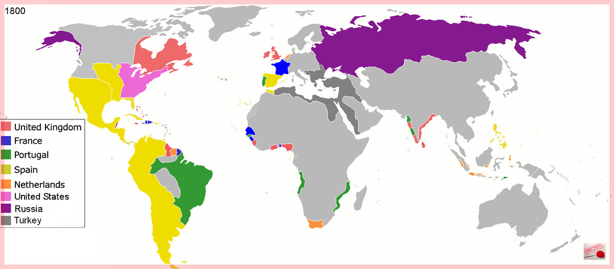 Колониальные империи в 1800 году