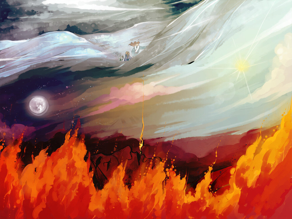 Helcaraxë, Sun and Moon, Death of Fëanor by Raquel Martins
