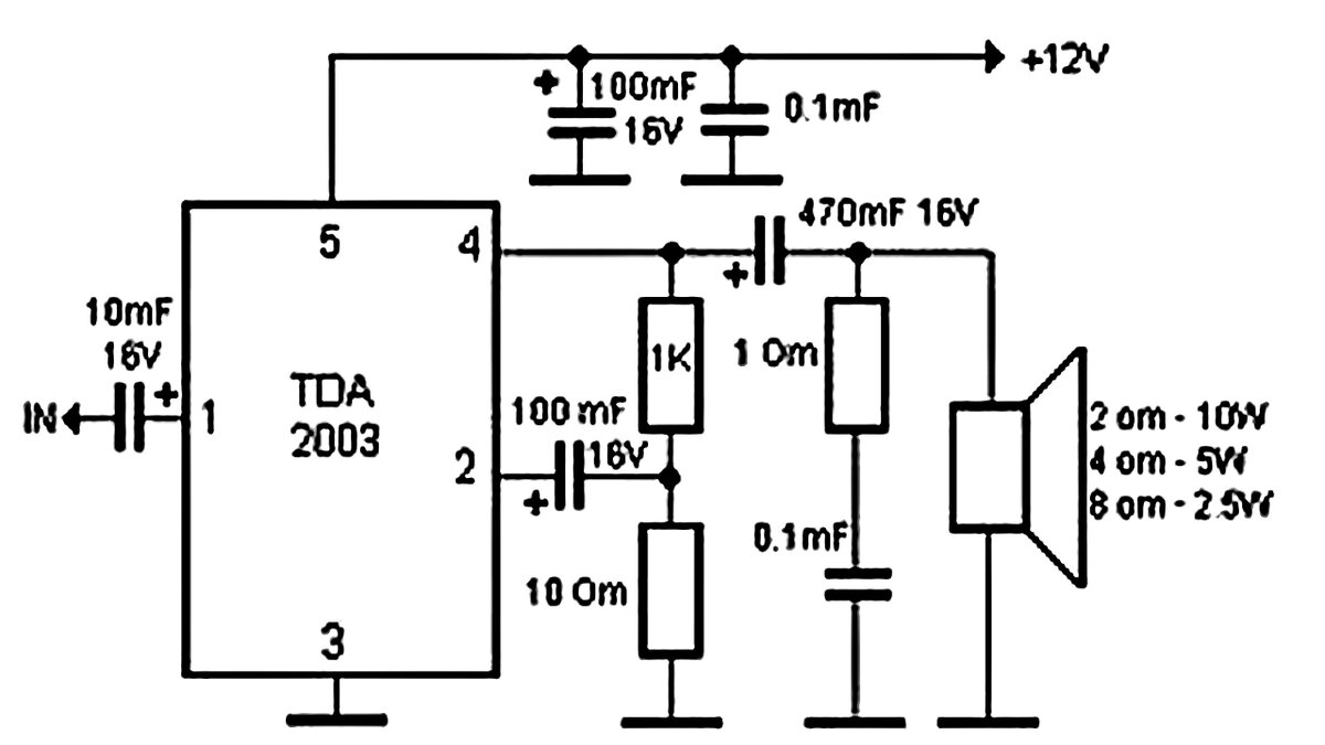 Tda2003 схема включения с однополярным питанием