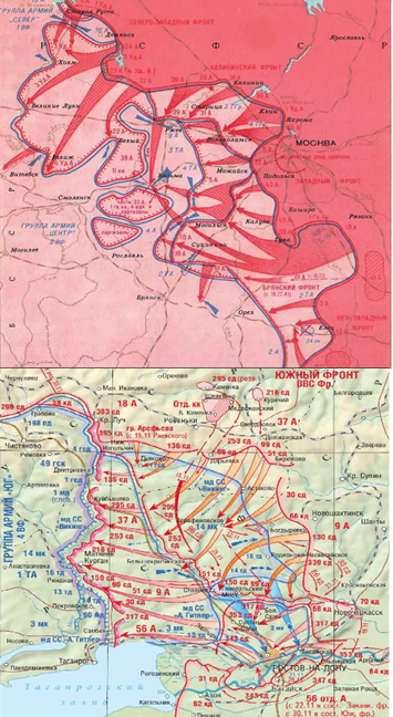 Сталинские удары 1941 года - под Москвой и Ростовом. Источник - сайт Википедия