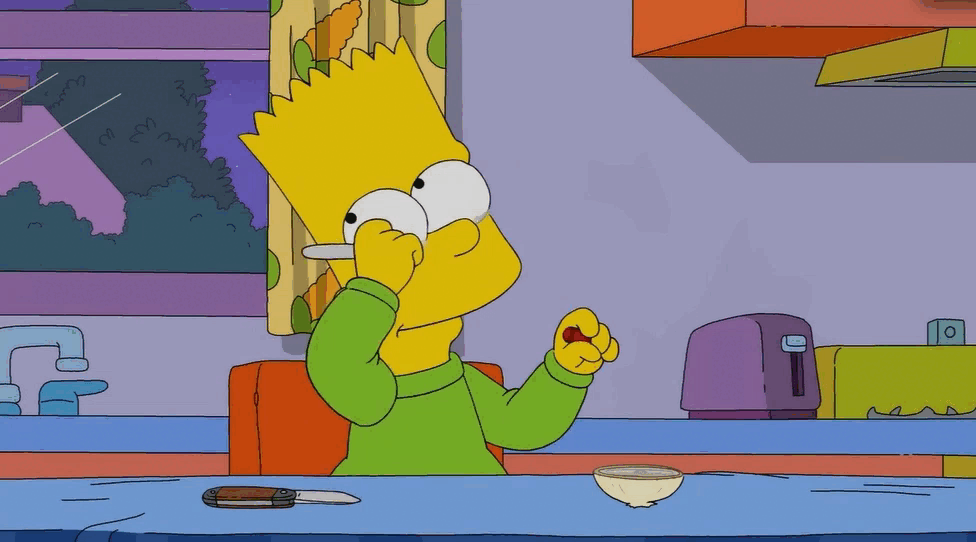 Барт рисует себе красные сосудики на глазах маркером //Симпсоны (The Simpsons), s28e15 © 20th Century Fox Film Corporation