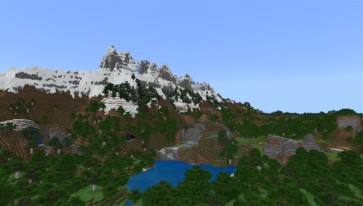 В Minecraft Bedrock добавлены горы — высокие вершины, заснеженные вершины, снежные склоны, горная роща и горные луга!-2-3